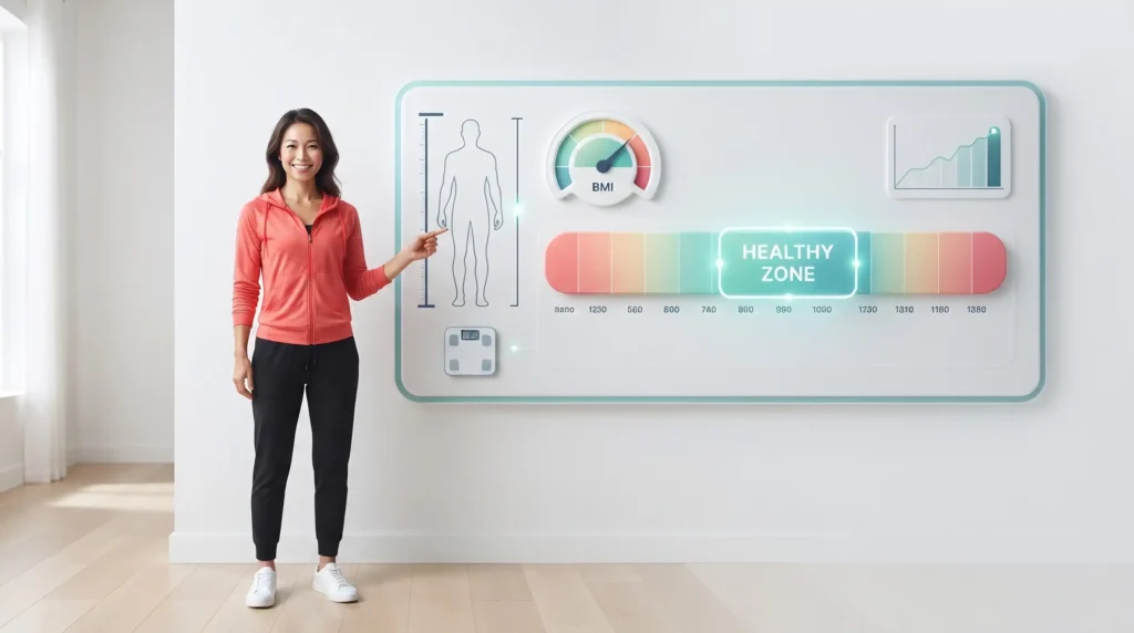 Healthy Weight Range Calculator showing BMI-based weight range