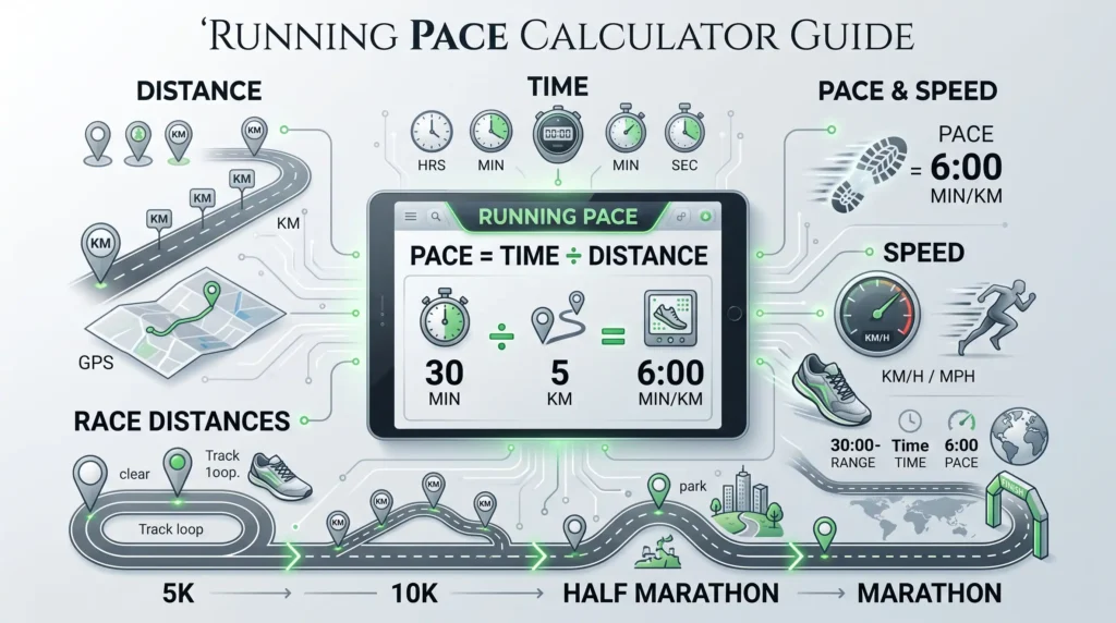Running pace calculation showing time divided by distance