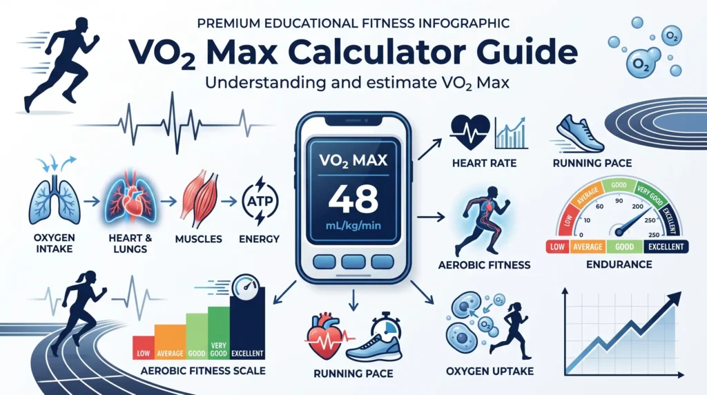 VO2 Max infographic showing aerobic fitness and oxygen uptake
