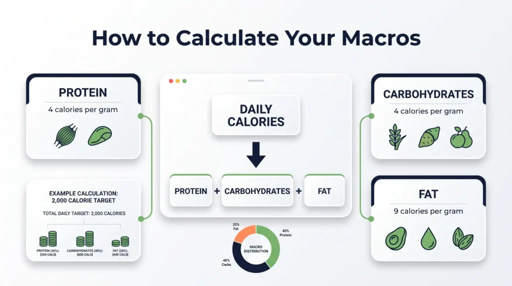 How to calculate daily protein carbohydrates and fat macros from calories