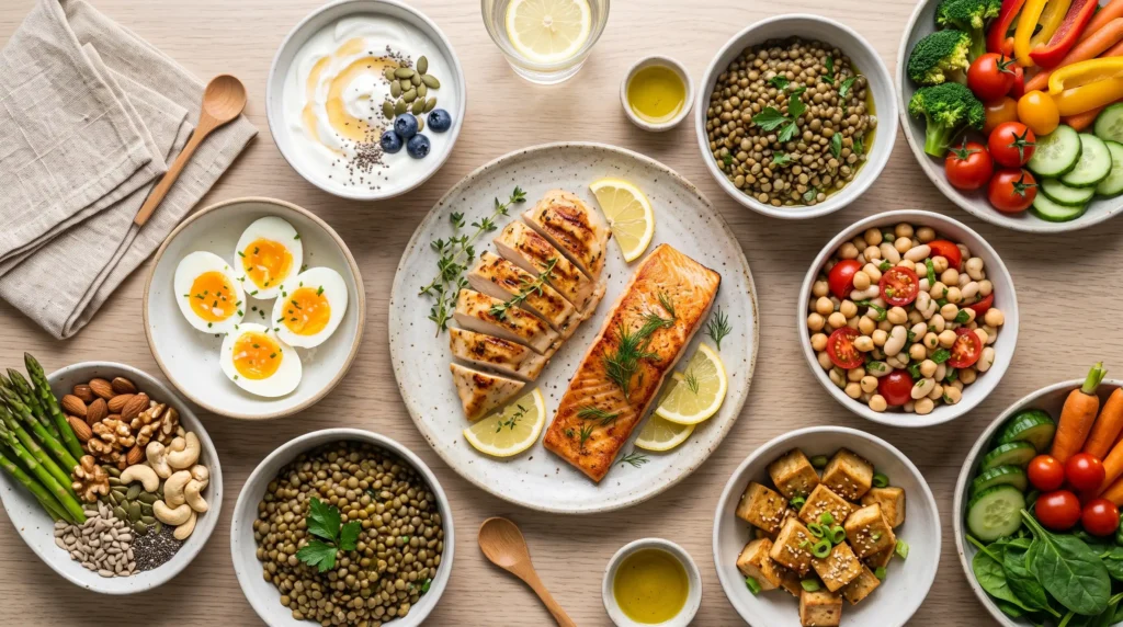Animal and plant foods high in protein
