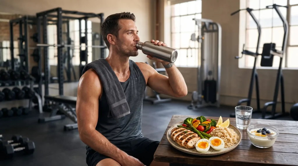 Protein-rich meal after strength training