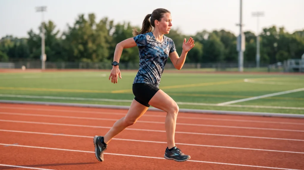 Runner doing interval training to improve VO₂ max