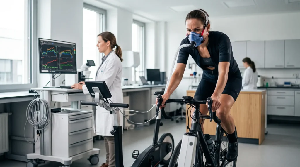 Athlete undergoing a laboratory VO₂ max test