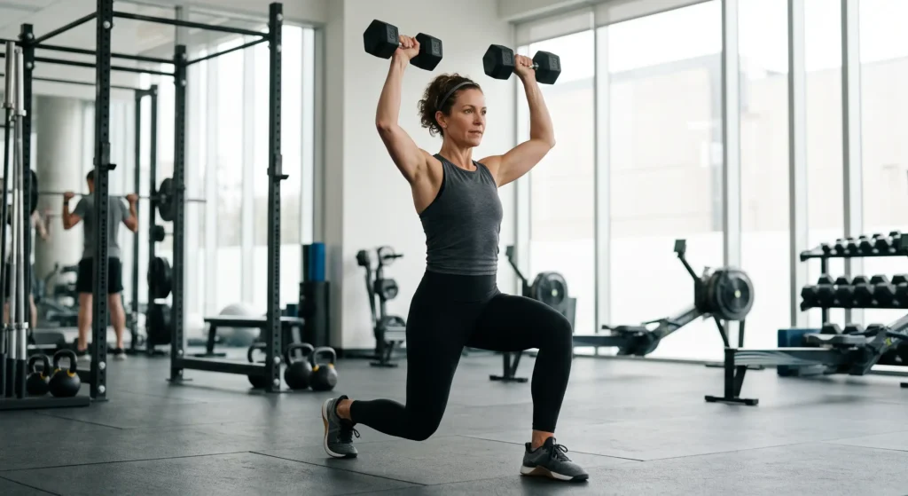 Woman strength training for muscle health and functional fitness