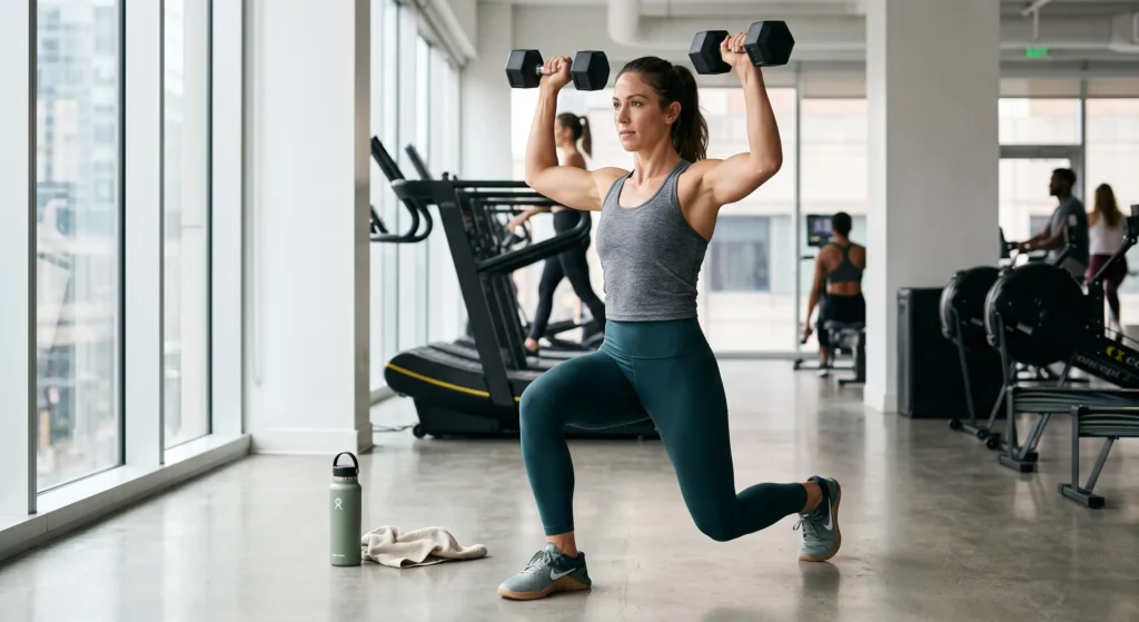 Woman strength training as part of a healthy weight loss and fitness routine