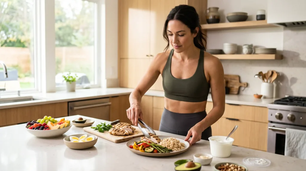 Balanced high protein meal for women's fitness goals