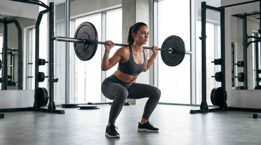 Woman performing strength training for a female fitness aesthetic