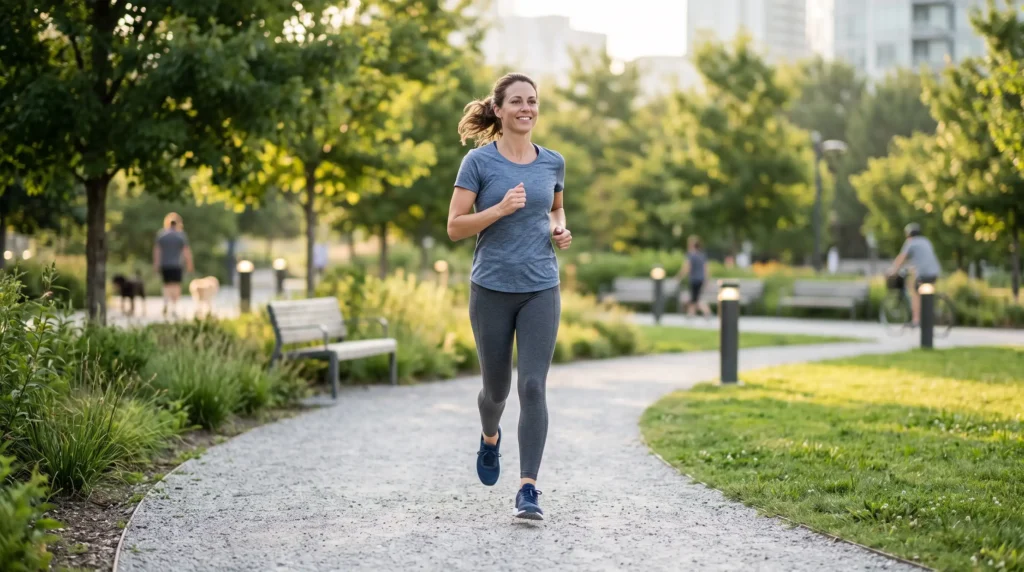 Adult exercising outdoors as part of a healthy lifestyle