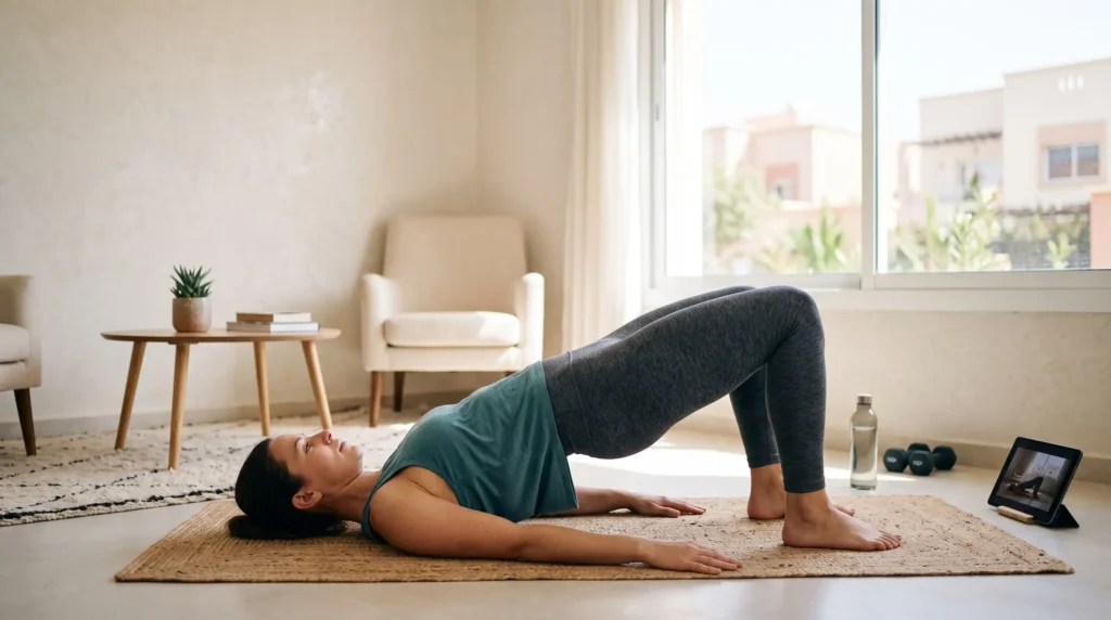 Woman doing a full-body workout at home