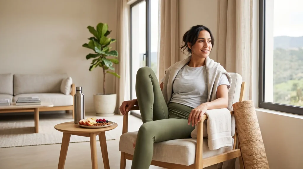 Person relaxing and recovering after exercise