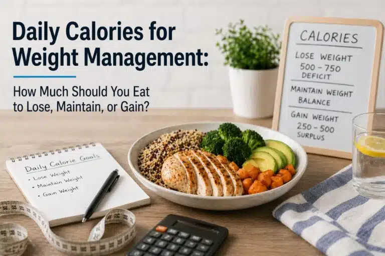 Daily calories weight calculator for fitness and health tracking, showing calorie intake, weight management, and fitness planning dashboard.