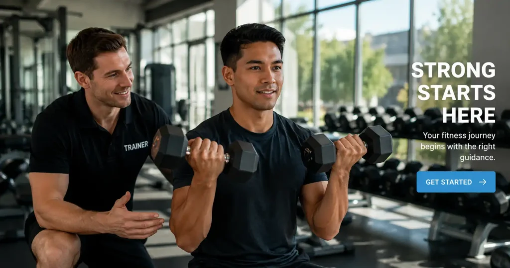 Best Gym Routine for Beginners: A Simple Plan to Start Beginner performing a dumbbell exercise in a gym.