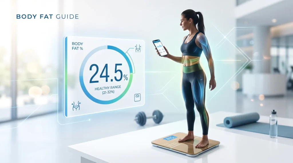 Body Fat Calculator showing body fat percentage and body composition