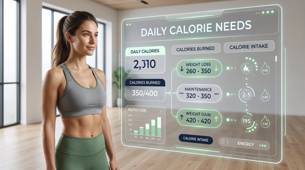 Calorie Calculator showing daily calorie needs for weight management