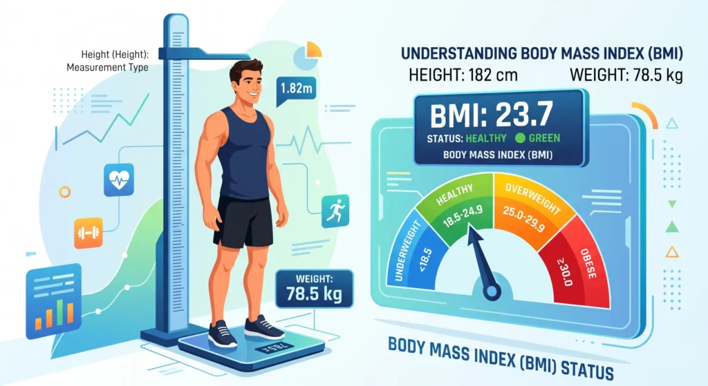 Comprehensive infographic explaining Body Mass Index categories and health weight ranges