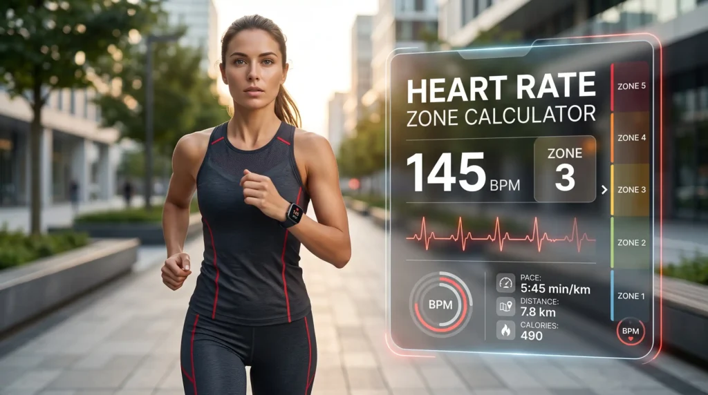 Heart Rate Zone Calculator showing exercise training heart rate zones
