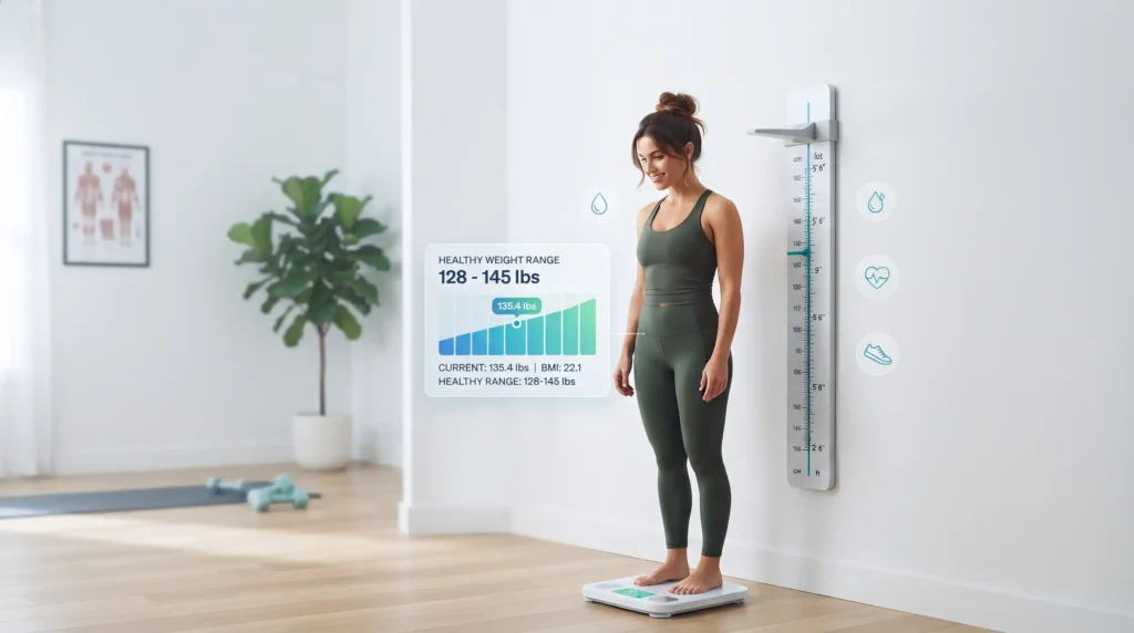 Ideal Weight Calculator showing healthy weight range by height