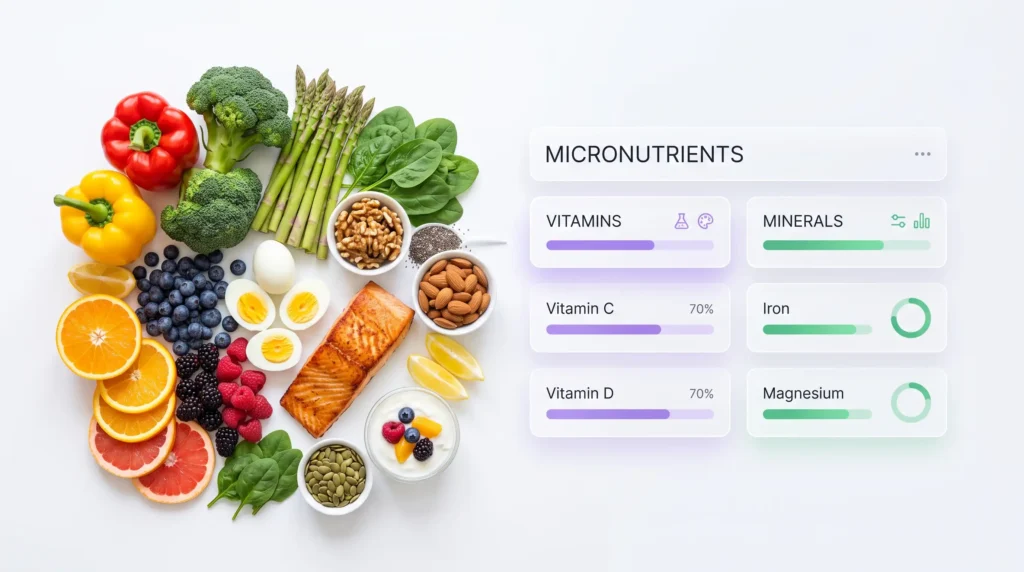 Micronutrient Calculator showing daily vitamin and mineral requirements
