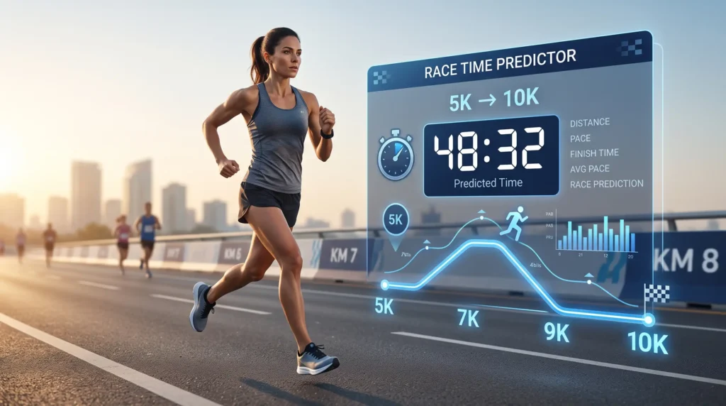 Race Time Predictor showing running pace and predicted finish time