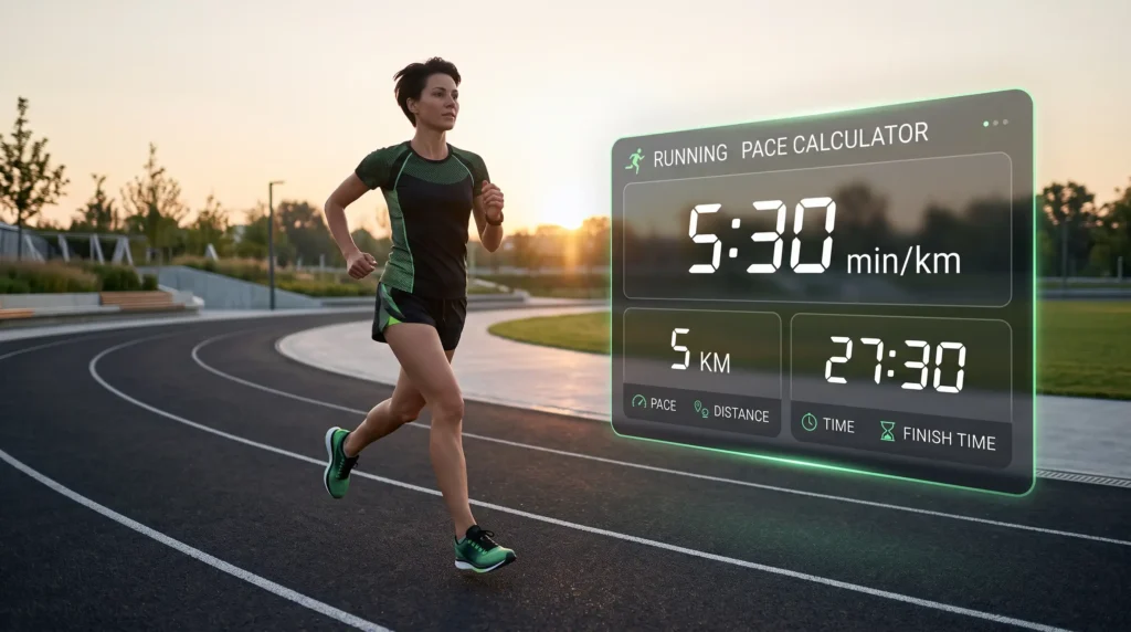 Running pace calculation showing time divided by distance