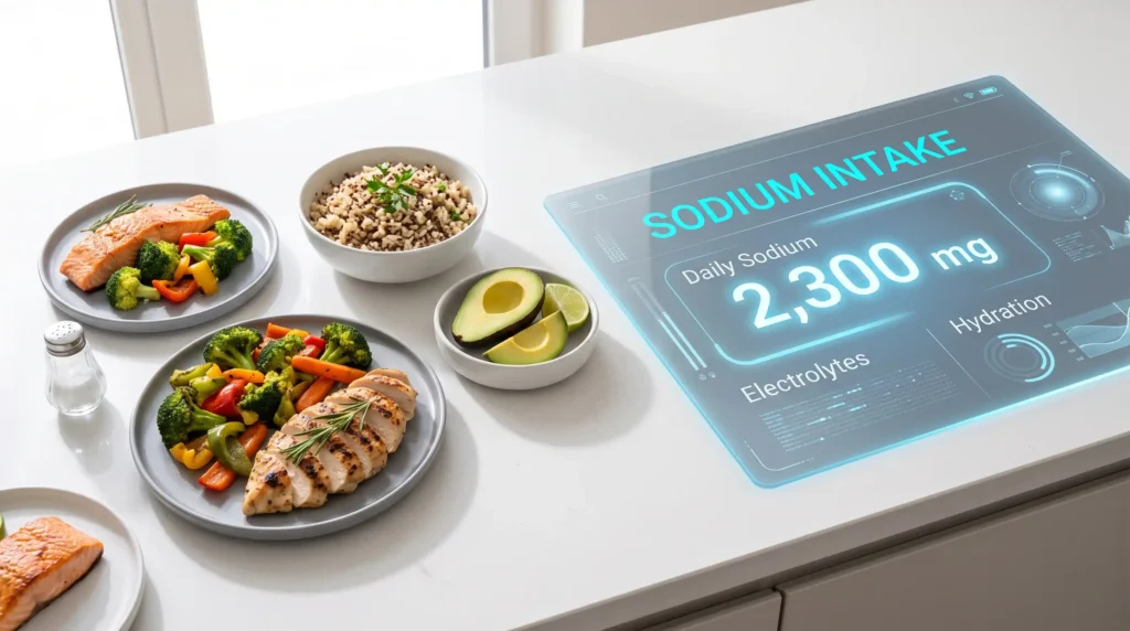 Sodium Intake Calculator showing daily sodium and electrolyte needs