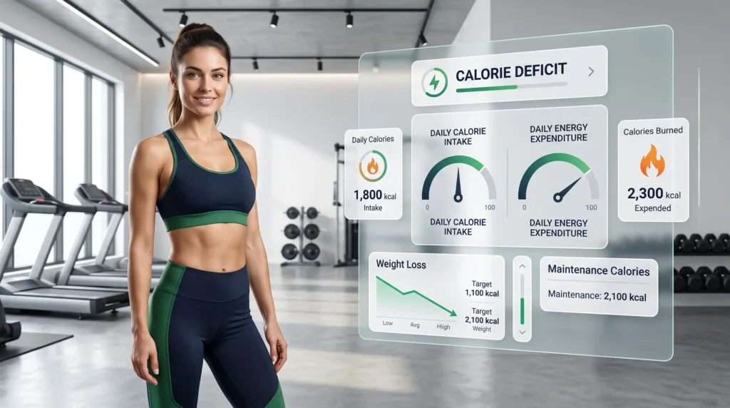 Calorie Deficit Calculator showing daily calories and weight loss goals