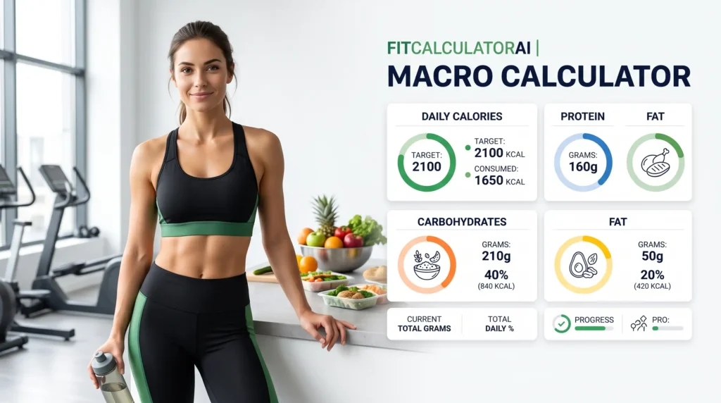 Macro Calculator showing daily protein carbohydrates and fat targets